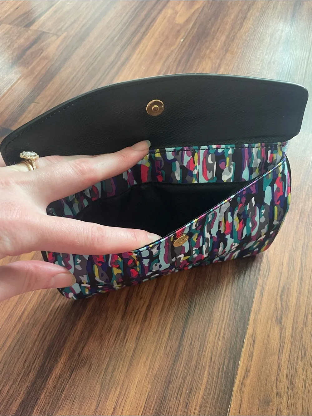 Vera Bradley Black Multicolor Pattern Wristlet